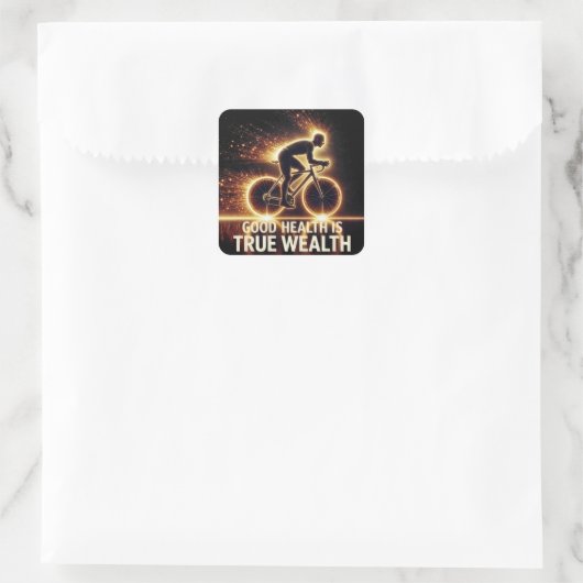 Gutes Gesundheitspaket mit Neonradfahrern Quadratischer Aufkleber (Tasche)