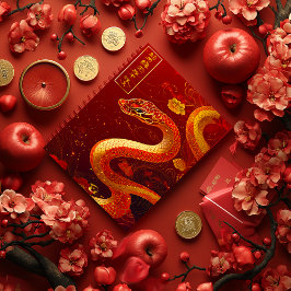 Gutes Glück Gold und Rotes Jahr der Schlange Notizblock