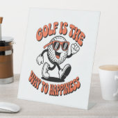 Gutes Golf Ball Mascot Sockelschild (In Situ)