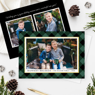 Gutes Holidays Green Buffalo Kariertes Foto Gold Folien Feiertagskarte