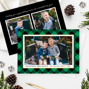 Gutes Holidays Green Buffalo Kariertes Foto Gold Folien Feiertagskarte