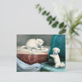 Gutes kleines Fido und freche Kittie, 1893 Postkarte (Stehend Vorderseite)