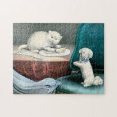 Gutes kleines Fido und freche Kittie, 1893 Puzzle (Horizontal)