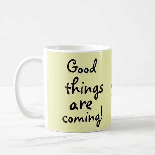 Gutes kommt Niedlich Positiv Kaffeetasse (Links)