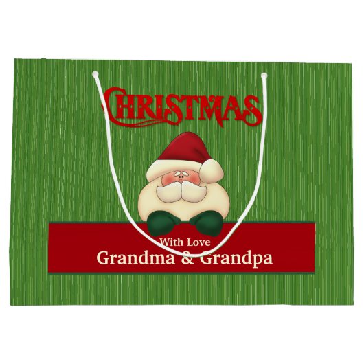 GUTES MÄDCHEN Lieber Weihnachten Rot und Grün Weih Große Geschenktüte (Rückseite)