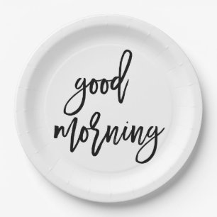 Gutes modernes Typografie-Frühstück des Morgen- Pappteller