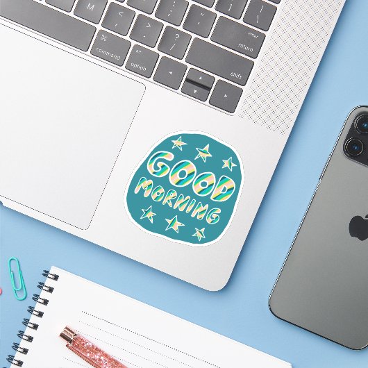 GUTES MORNING Niedliche Farbgebung & Spaß Handschr Aufkleber (Laptop mit iPhone)