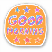 GUTES MORNING Niedliche Farbgebung & Spaß Handschr Aufkleber (Vorderseite)