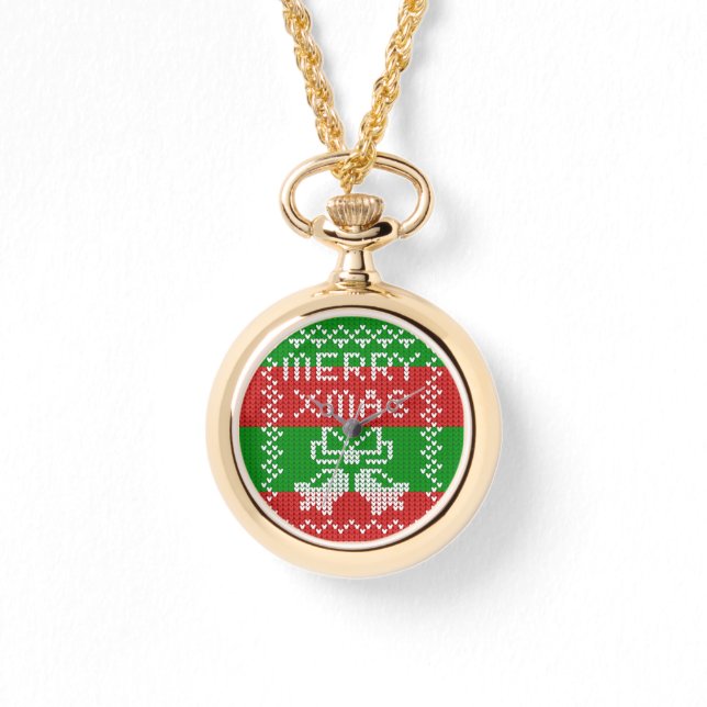 Gutes Pullover-Muster Jingle Glocken Merry Xmas Ga Armbanduhr (Vorderseite)