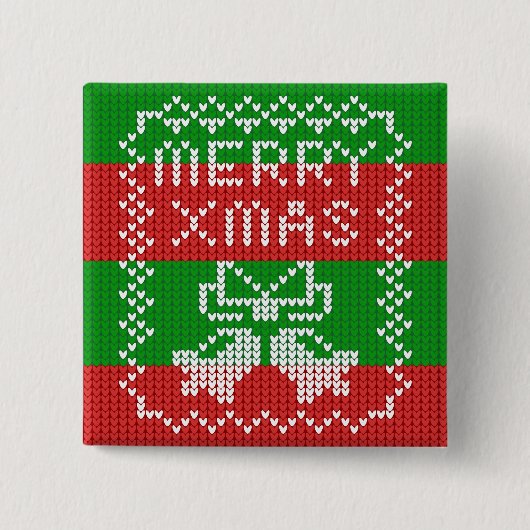 Gutes Pullover-Muster Jingle Glocken Merry Xmas Ga Button (Vorderseite)