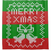 Gutes Pullover-Muster Jingle Glocken Merry Xmas Ga Duschvorhang (Vorderseite)