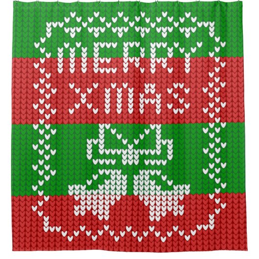 Gutes Pullover-Muster Jingle Glocken Merry Xmas Ga Duschvorhang (Vorderseite)
