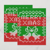 Gutes Pullover-Muster Jingle Glocken Merry Xmas Ga Einladung (Vorne/Hinten)