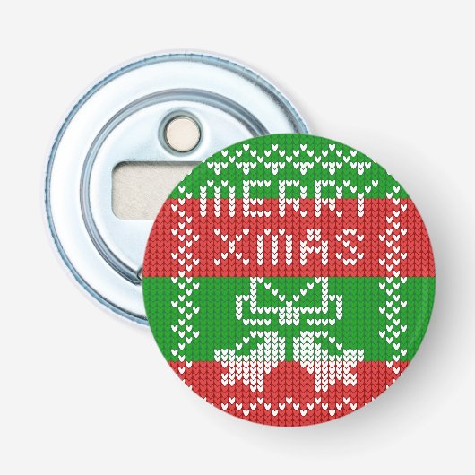 Gutes Pullover-Muster Jingle Glocken Merry Xmas Ga Flaschenöffner (Vorderseite)