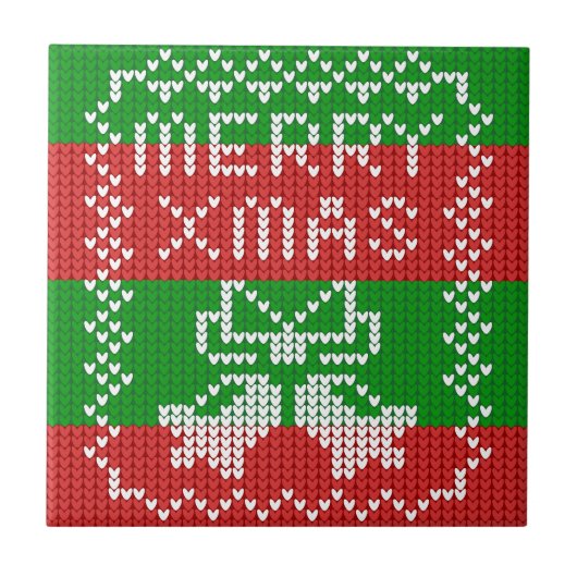 Gutes Pullover-Muster Jingle Glocken Merry Xmas Ga Fliese (Vorderseite)