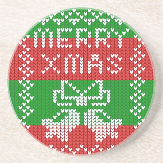 Gutes Pullover-Muster Jingle Glocken Merry Xmas Ga Getränkeuntersetzer (Vorne)