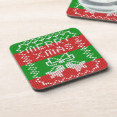 Gutes Pullover-Muster Jingle Glocken Merry Xmas Ga Getränkeuntersetzer (Linke Seite)