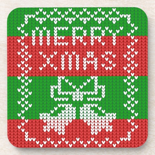 Gutes Pullover-Muster Jingle Glocken Merry Xmas Ga Getränkeuntersetzer (Vorderseite)