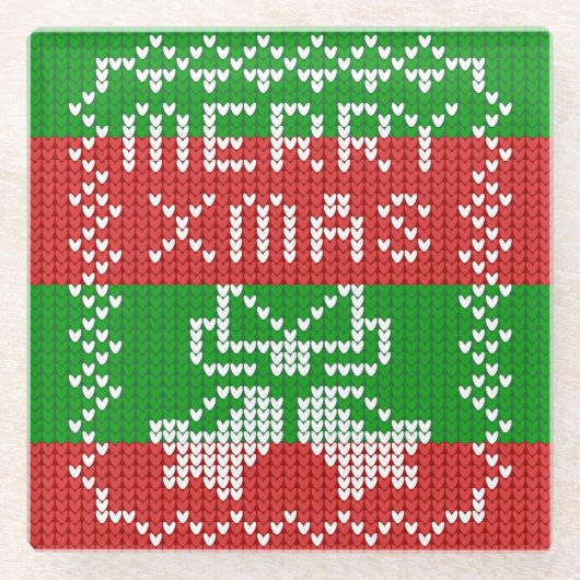 Gutes Pullover-Muster Jingle Glocken Merry Xmas Ga Glasuntersetzer (Vorderseite)