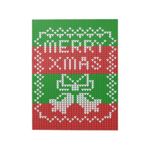 Gutes Pullover-Muster Jingle Glocken Merry Xmas Ga Notizblock