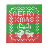 Gutes Pullover-Muster Jingle Glocken Merry Xmas Ga Notizblock (Vorderseite)