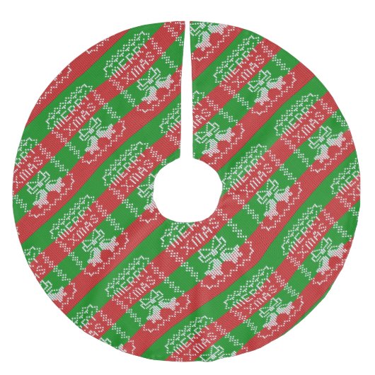 Gutes Pullover-Muster Jingle Glocken Merry Xmas Ga Polyester Weihnachtsbaumdecke (Vorderseite)
