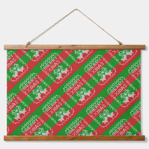 Gutes Pullover-Muster Jingle Glocken Merry Xmas Ga Wandteppich Mit Holzrahmen