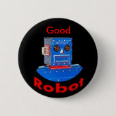 Gutes Roboter-Blau Button (Vorderseite)