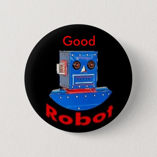 Gutes Roboter-Blau Button (Vorderseite)