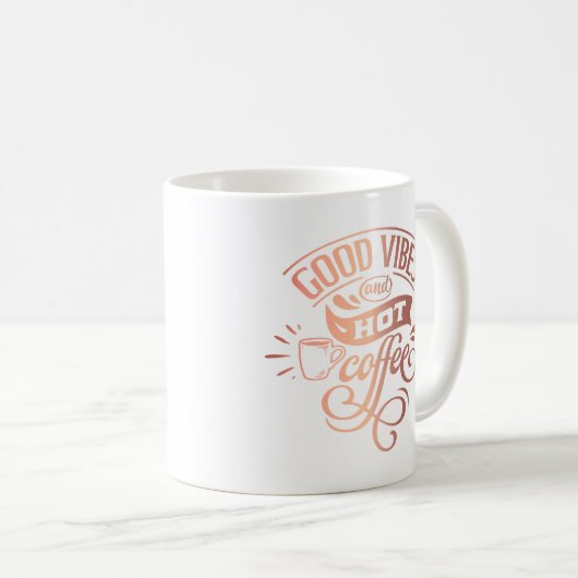 Gutes Vibes heißer Kaffee handgeLetter Kupfer Shin Kaffeetasse (VorderseiteRechts)
