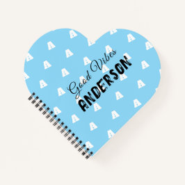 Gutes Vibes Monogramm mit dem Namen Blau Notizblock