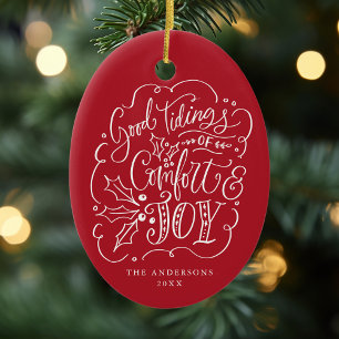 Gutes Zeugnis von Komfort und Joy Typografy Rotes Keramik Ornament