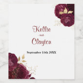 Gütesiegel Burgund und Gold Floral Wedding Weinetikett (Einzelnes Label)