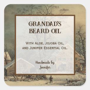 Gütesiegel für männliche Vintage Granatapfelölprod Quadratischer Aufkleber