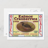 Gütesiegel "Quail Eatmor Cranberries" Postkarte (Vorne/Hinten)
