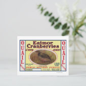Gütesiegel "Quail Eatmor Cranberries" Postkarte (Stehend Vorderseite)