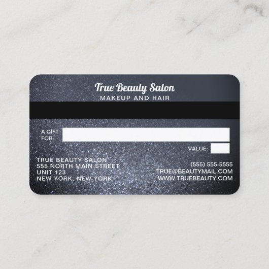 Guthabenzertifikat "Payne Gray Glitzer" Visitenkarte (Rückseite)