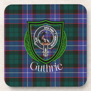 Guthrie-Schottischer-Clan-Tartan & -Wappen Getränkeuntersetzer