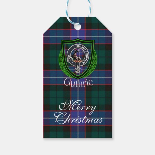 Guthrie Scottish Clan Tartan & Crest Geschenkanhänger (Vorderseite)