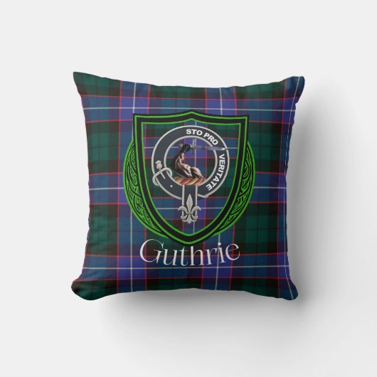 Guthrie Scottish Clan Tartan & Crest Kissen (Vorderseite)