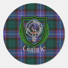 Guthrie Scottish Clan Tartan & Crest Runder Aufkleber