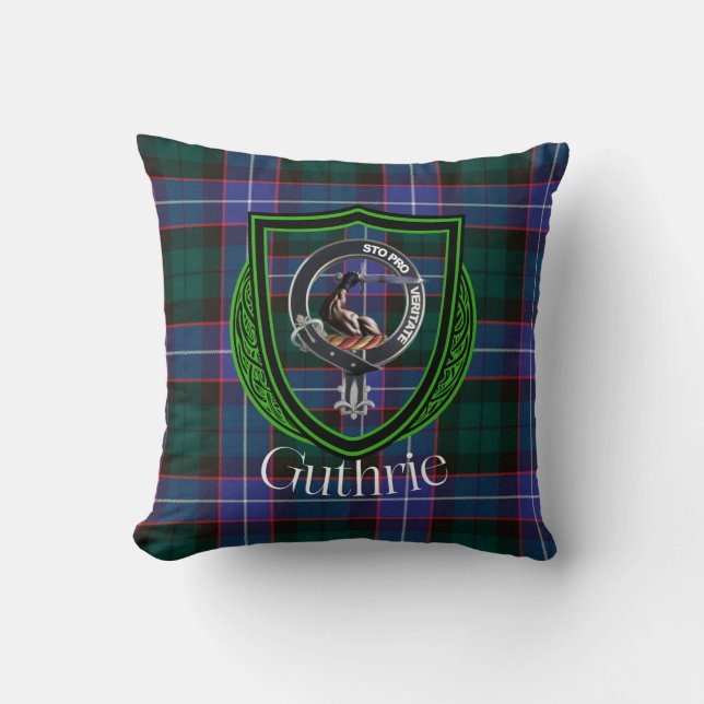 Guthrie Scottish Clan Tartan & Wappen Kissen (Vorderseite)