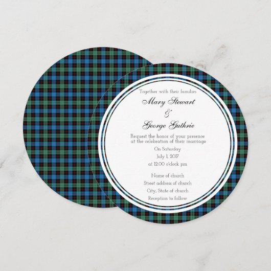Guthrie Scottish Wedding Round Einladung (Vorne/Hinten)