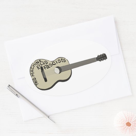 Guthrie's Gitarre "Diese Maschine tötet Faschisten Ovaler Aufkleber (Umschlag)