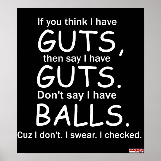 Guts Not Balls Black Poster (Vorne)