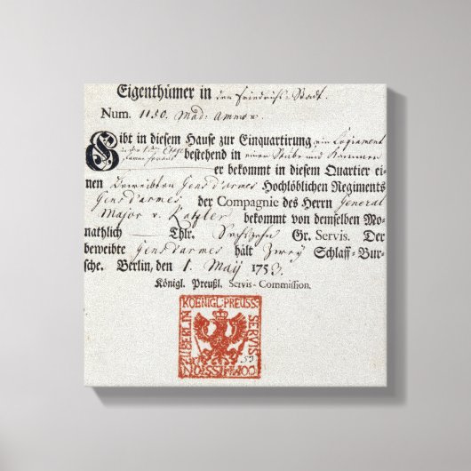 Gutschein, 1759 leinwanddruck (Vorderseite)