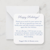 Gutschein-Code für Weihnachten Mitteilungskarte (Rückseite)