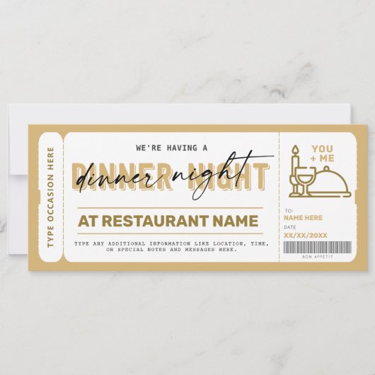 Gutschein für Abendessen (Vorderseite)
