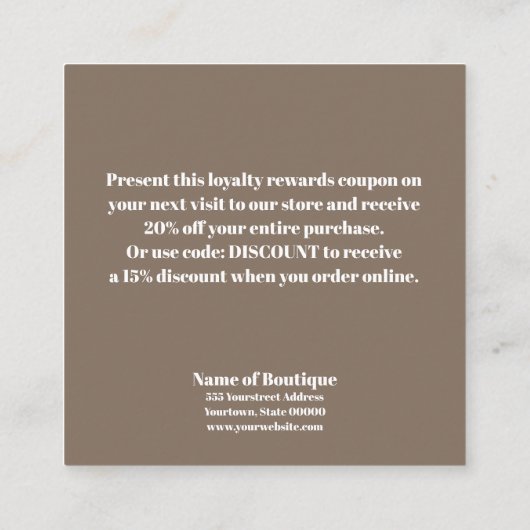 Gutschein für delikate Boutique des Bloom Chic Rabattkarte (Rückseite)