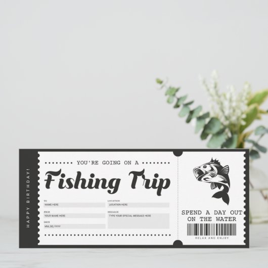 Gutschein für ein Geschenk für die Fangreise Einladung (Stehend Vorderseite)